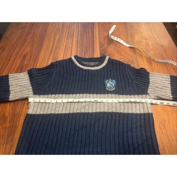 Harry Potter Men's Blue Gray Ribbed Knit Ravenclaw Quidditch Sweater Size Medium - Picture 2 of 8